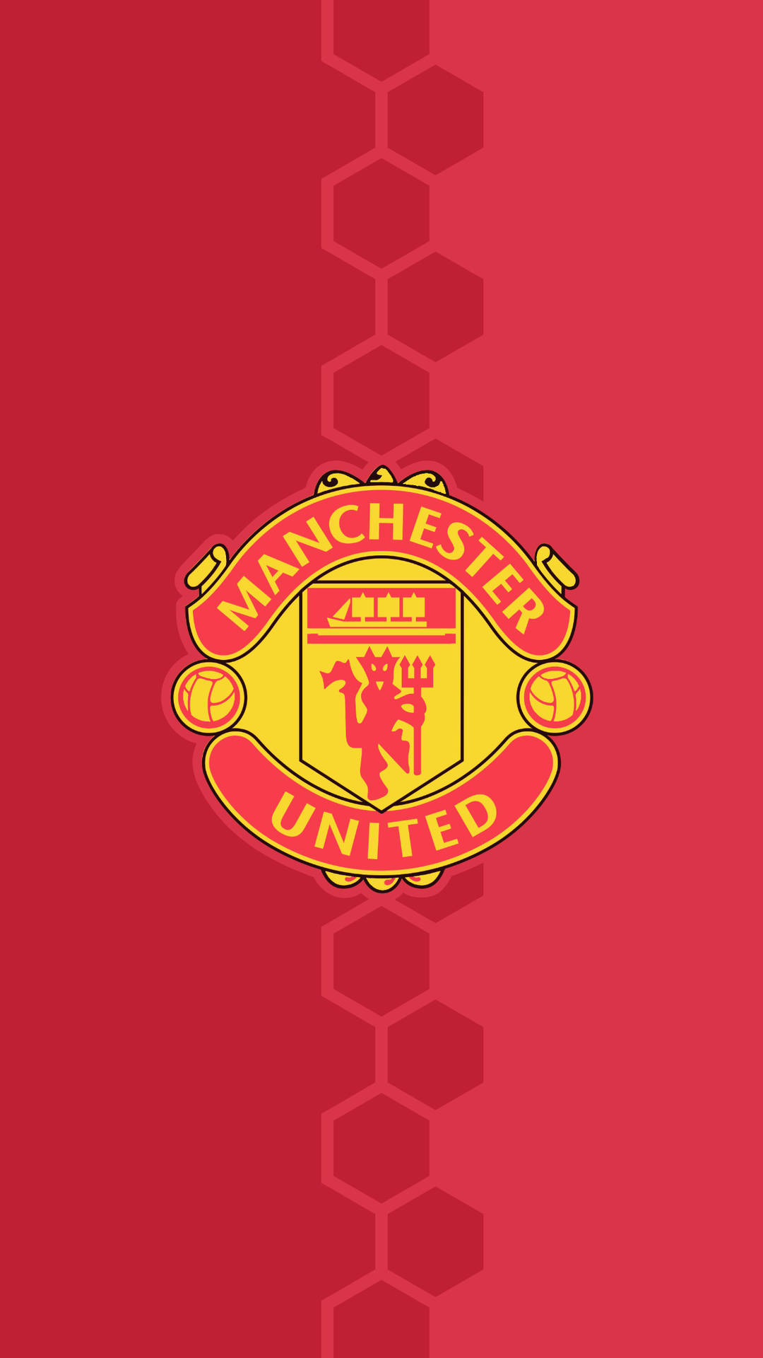 Manchester United-logo Med Røde Sekskanter Wallpaper