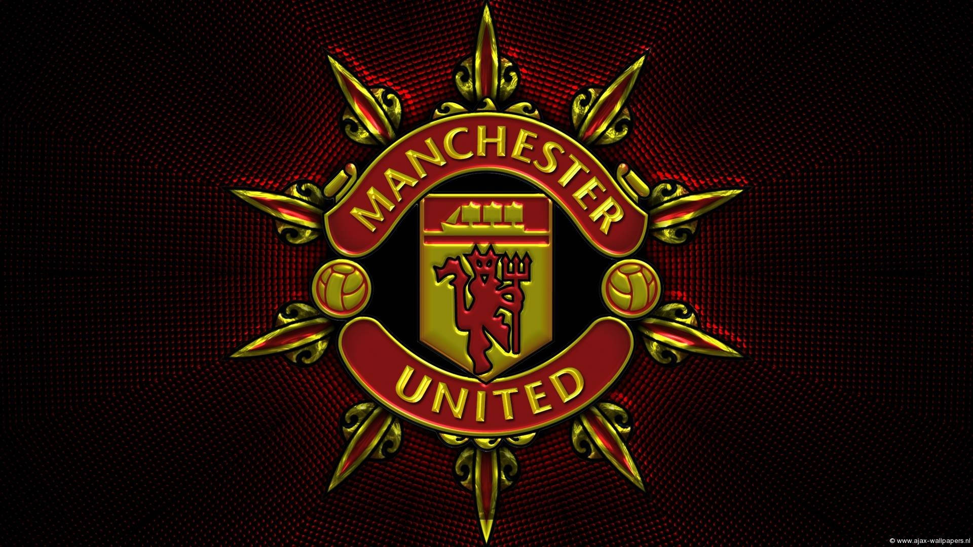 Manchester United Logo Udsmykkede Guld Design Wallpaper