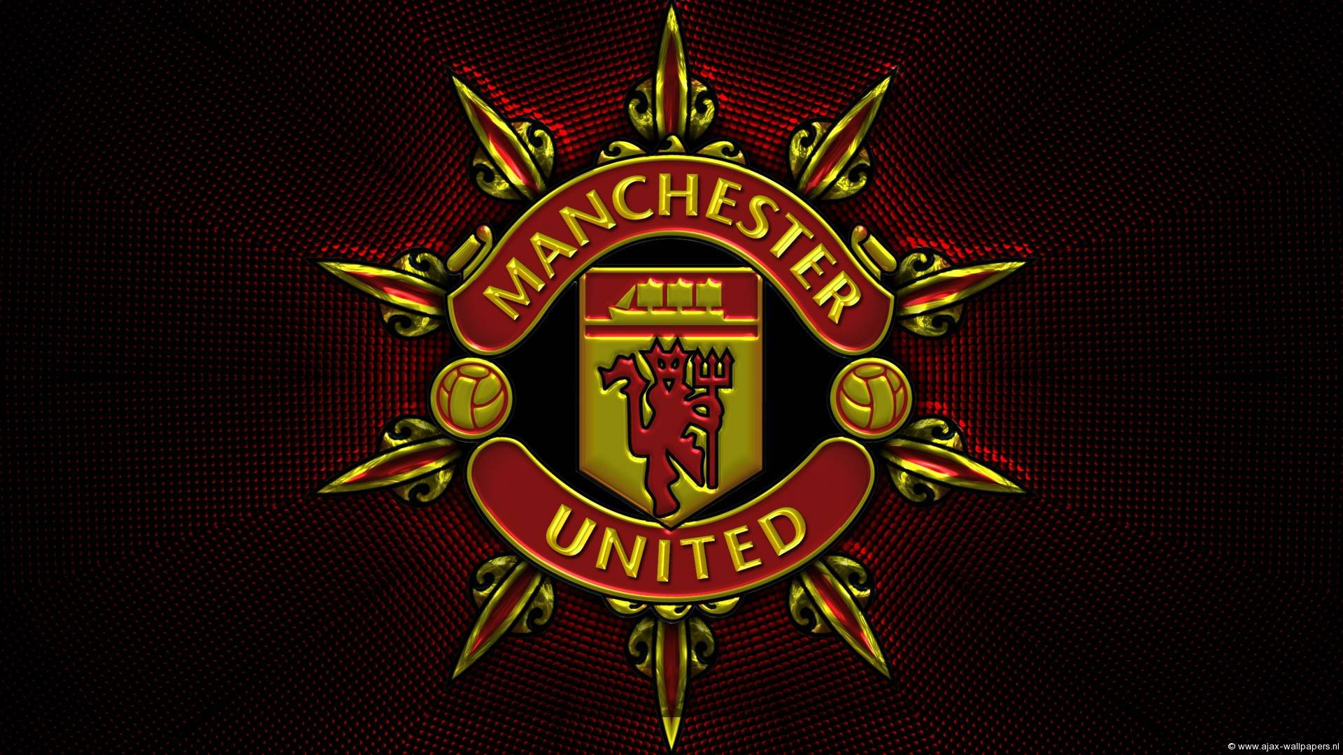 Manchester United Logo With Spear Wallpaper