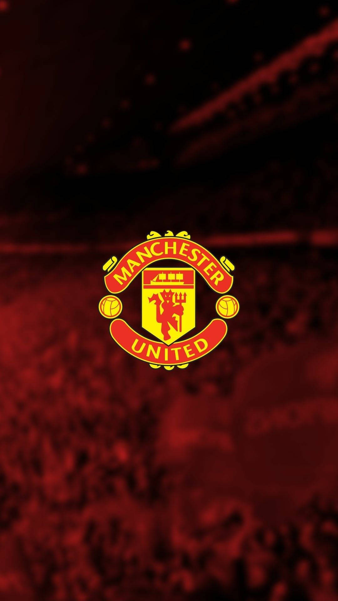 Manchester United Logo With Stadium Wallpaper