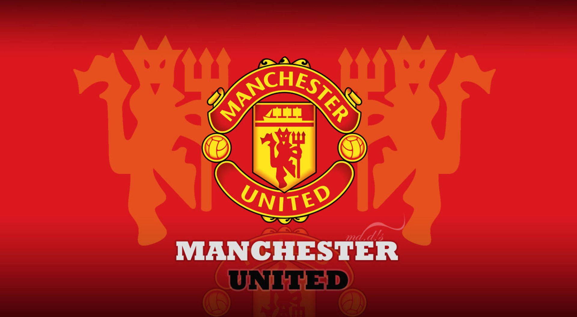 Manchester United Logo With Twin Lion