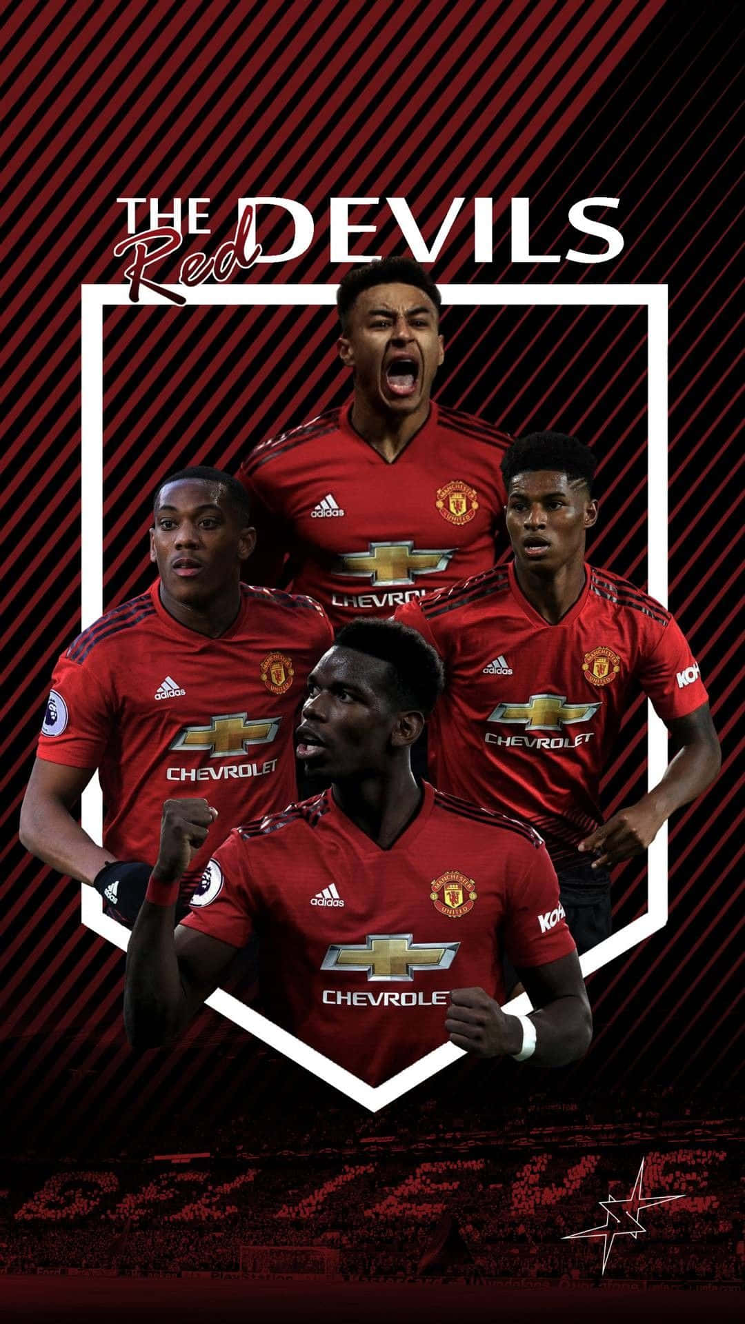 Equipodel Manchester United Con Cuatro Jugadores. Fondo de pantalla