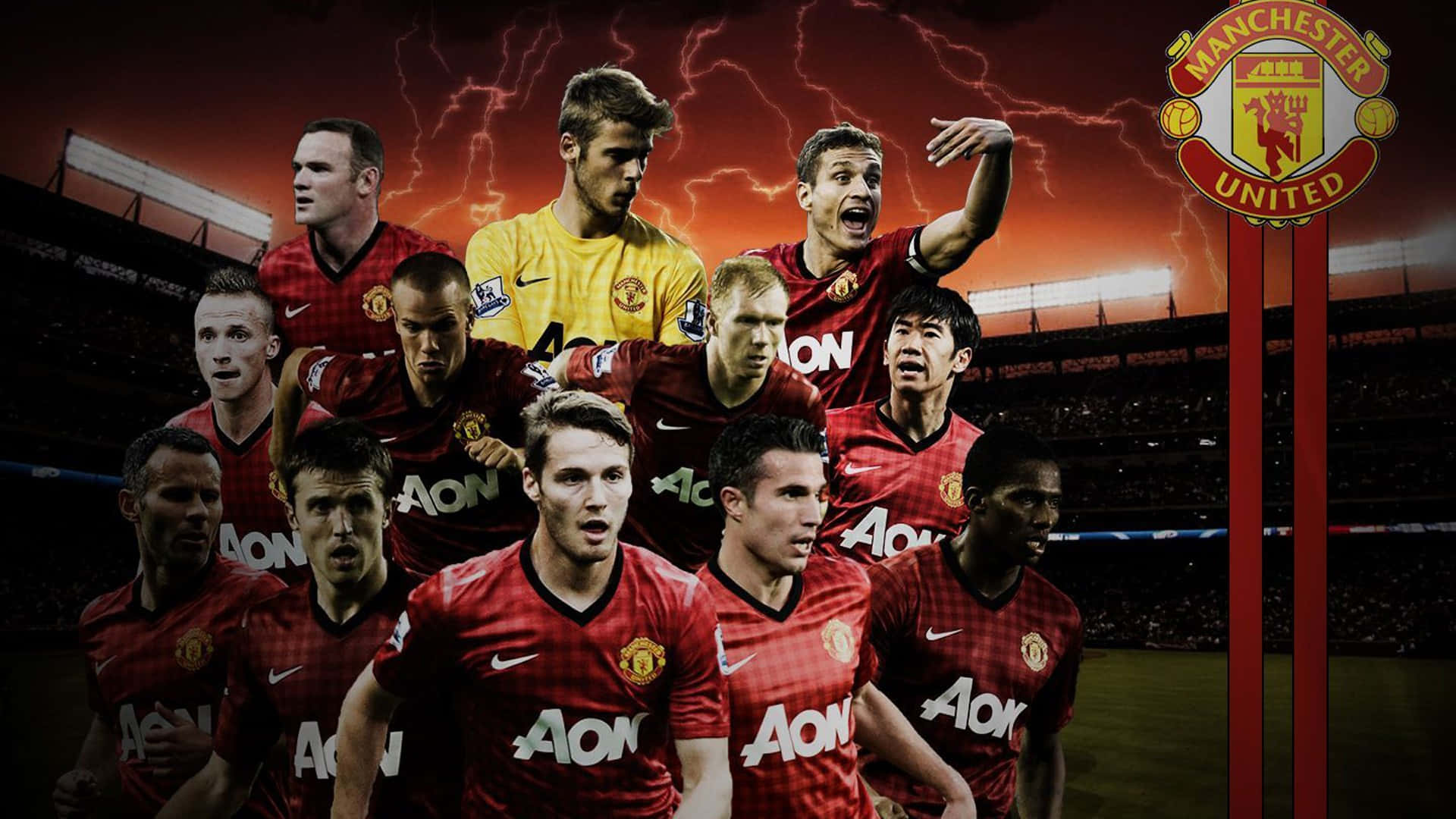 Ilteam Del Manchester United - Pronto Per La Conquista Del Titolo Di Premier League Sfondo