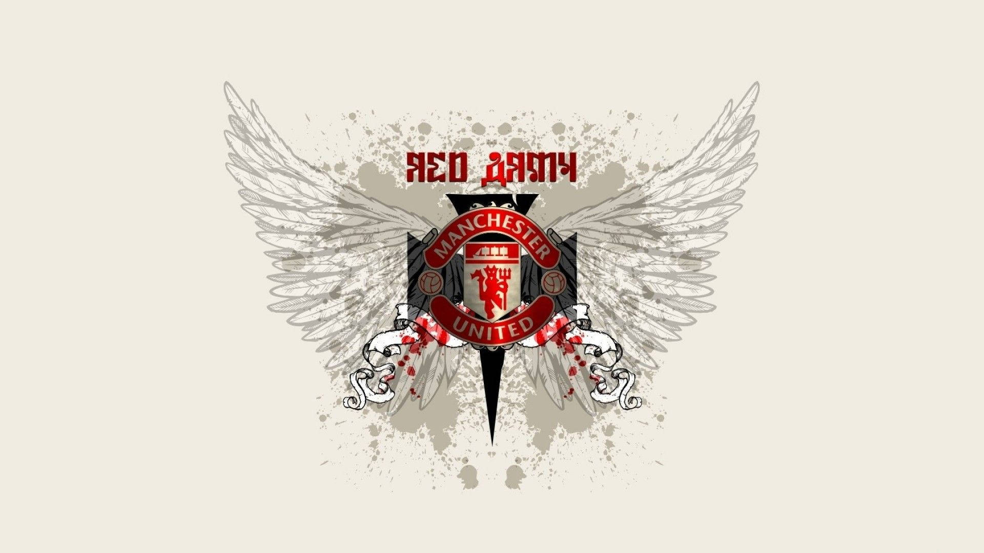 Download Manchester United With Wings Logo Wallpaper 