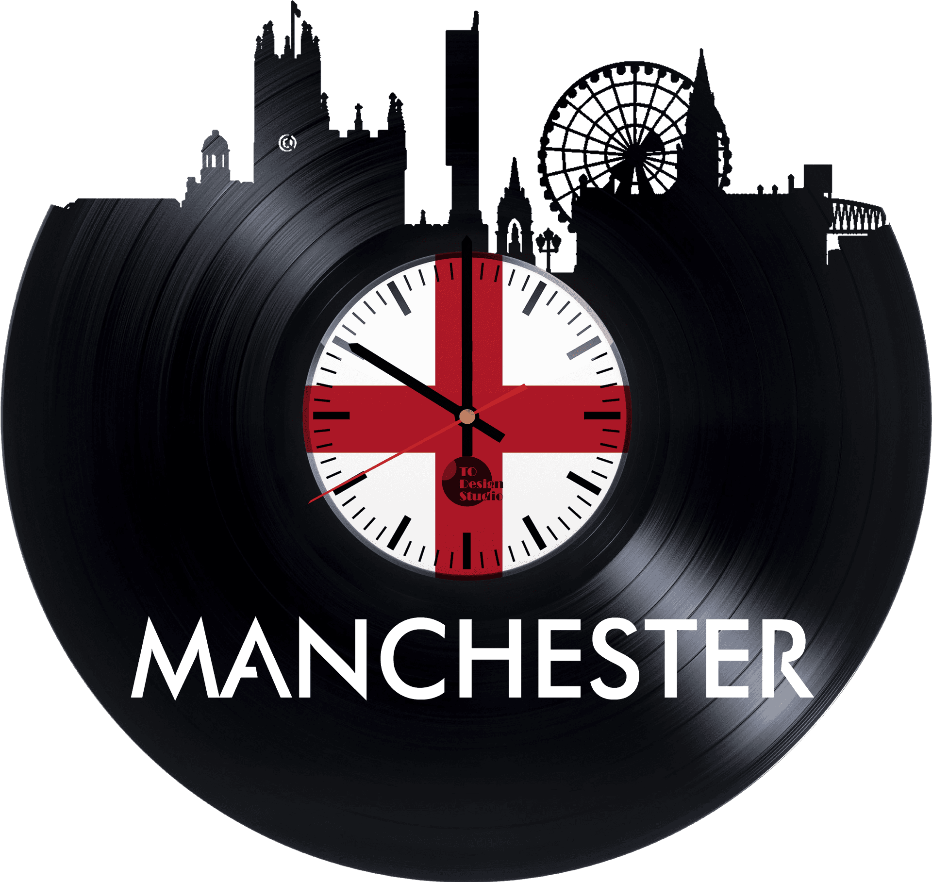 Manchester Vinyl Clock Design PNG