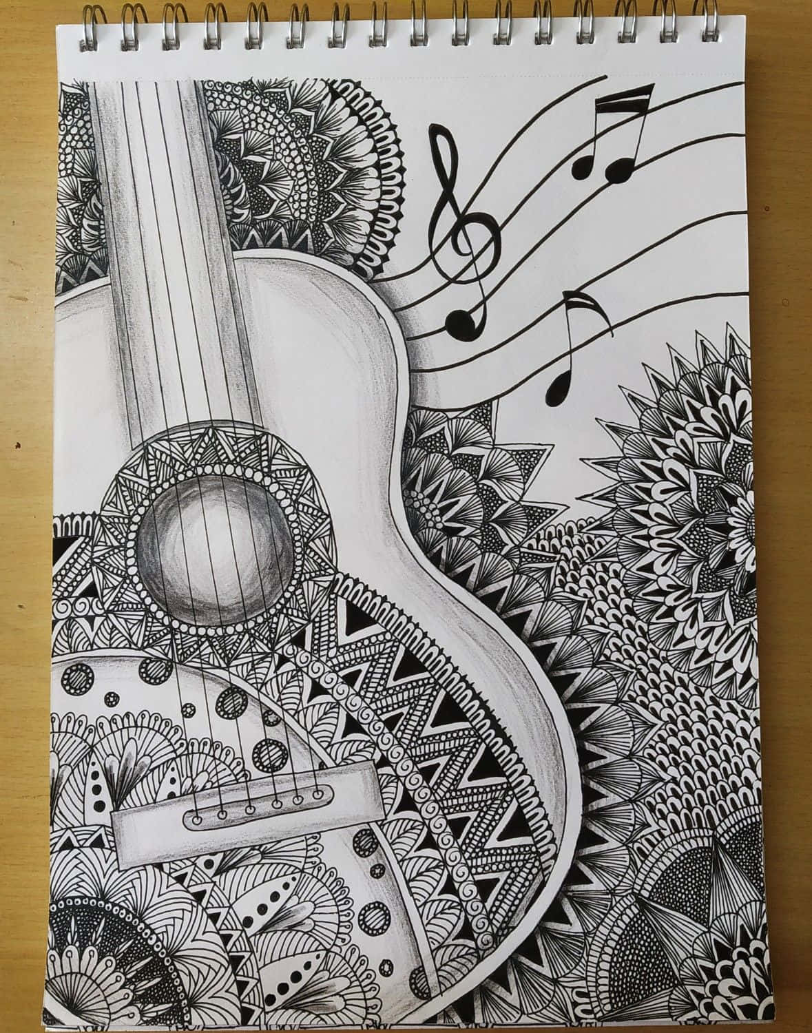 Mandala Art Guitar Sketch Picture
