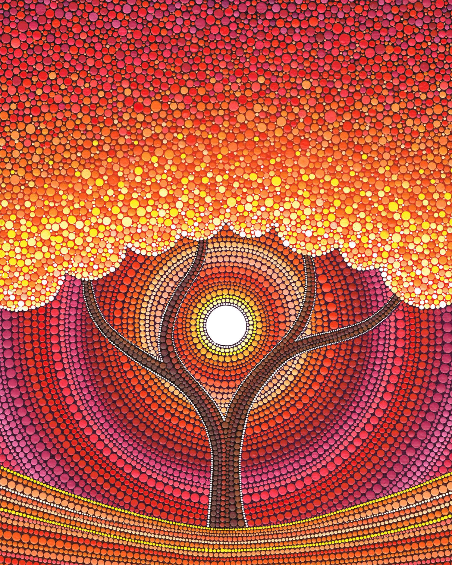 Orange Tree Mandala Art Picture