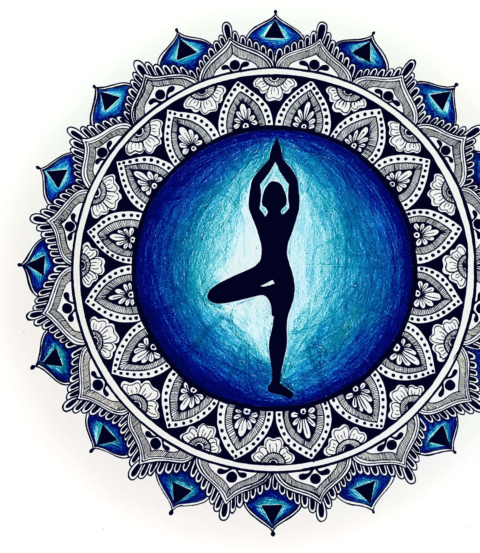 Blue Meditation Mandala Art Picture