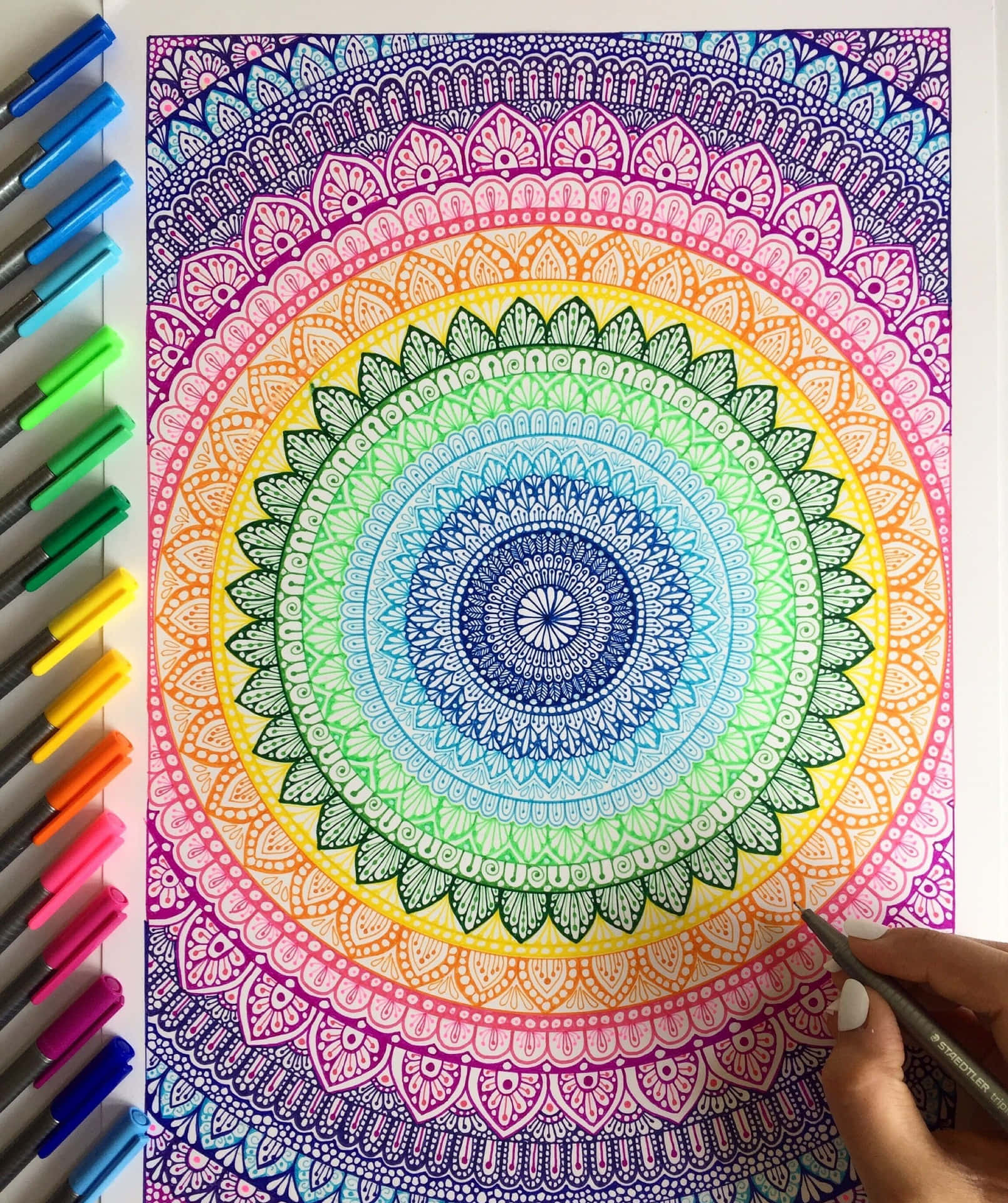 Mandala Art Colored Pens Picture