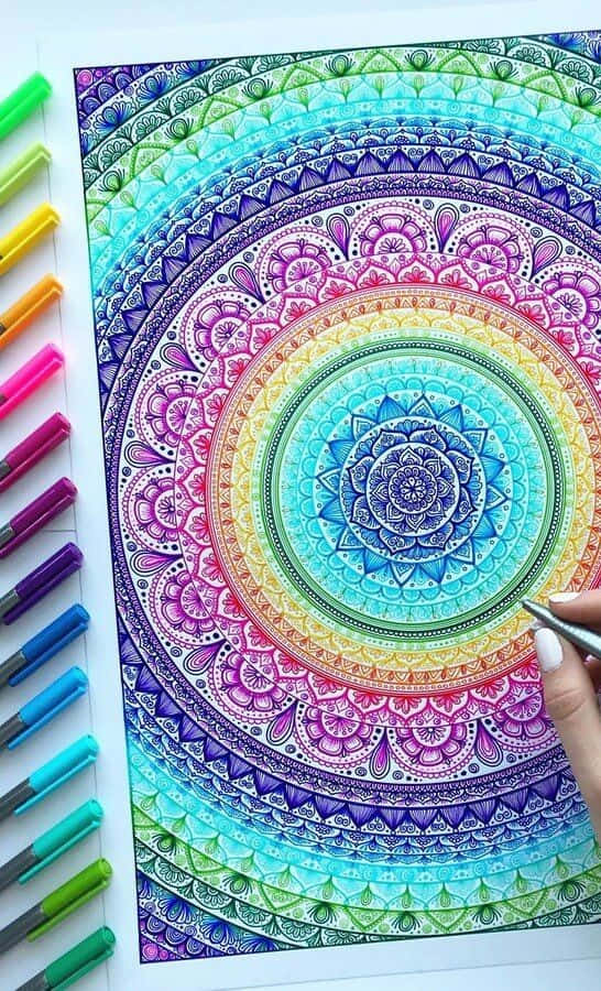 Mandala Art Colored Pens Phone Picture