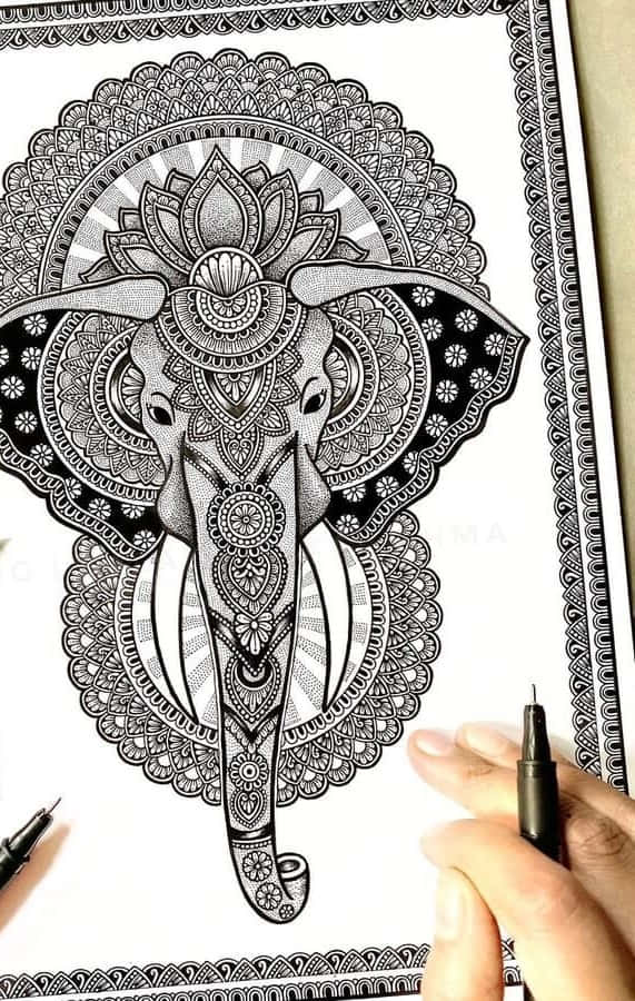 Elephant Sketch Mandala Art Picture