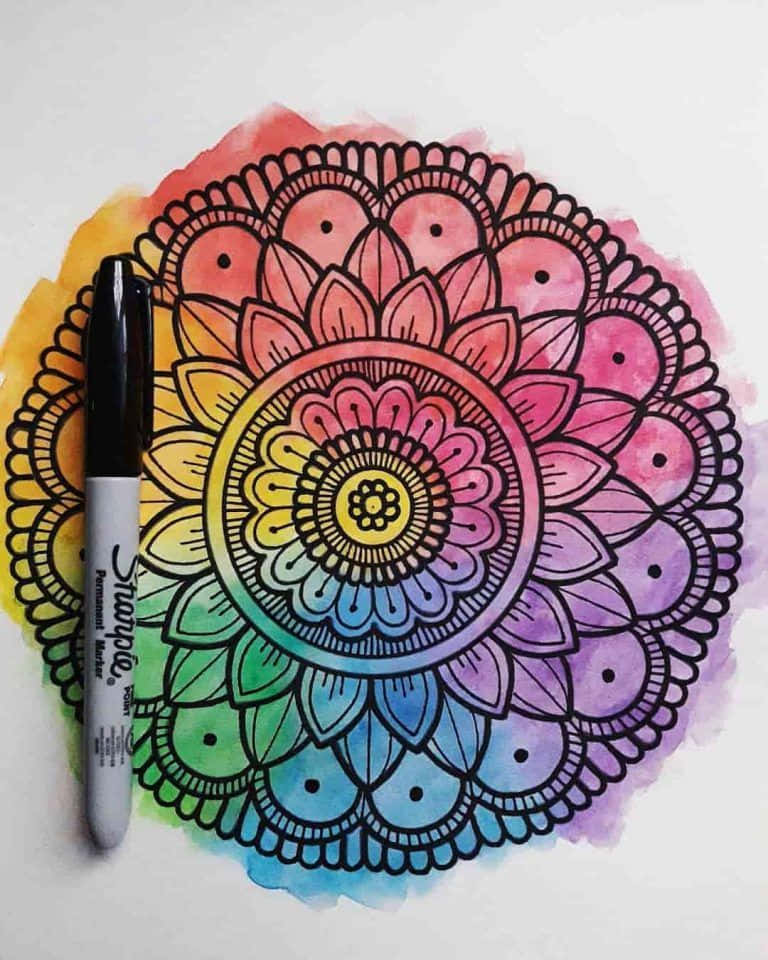 Watercolor Mandala Art Circular Picture