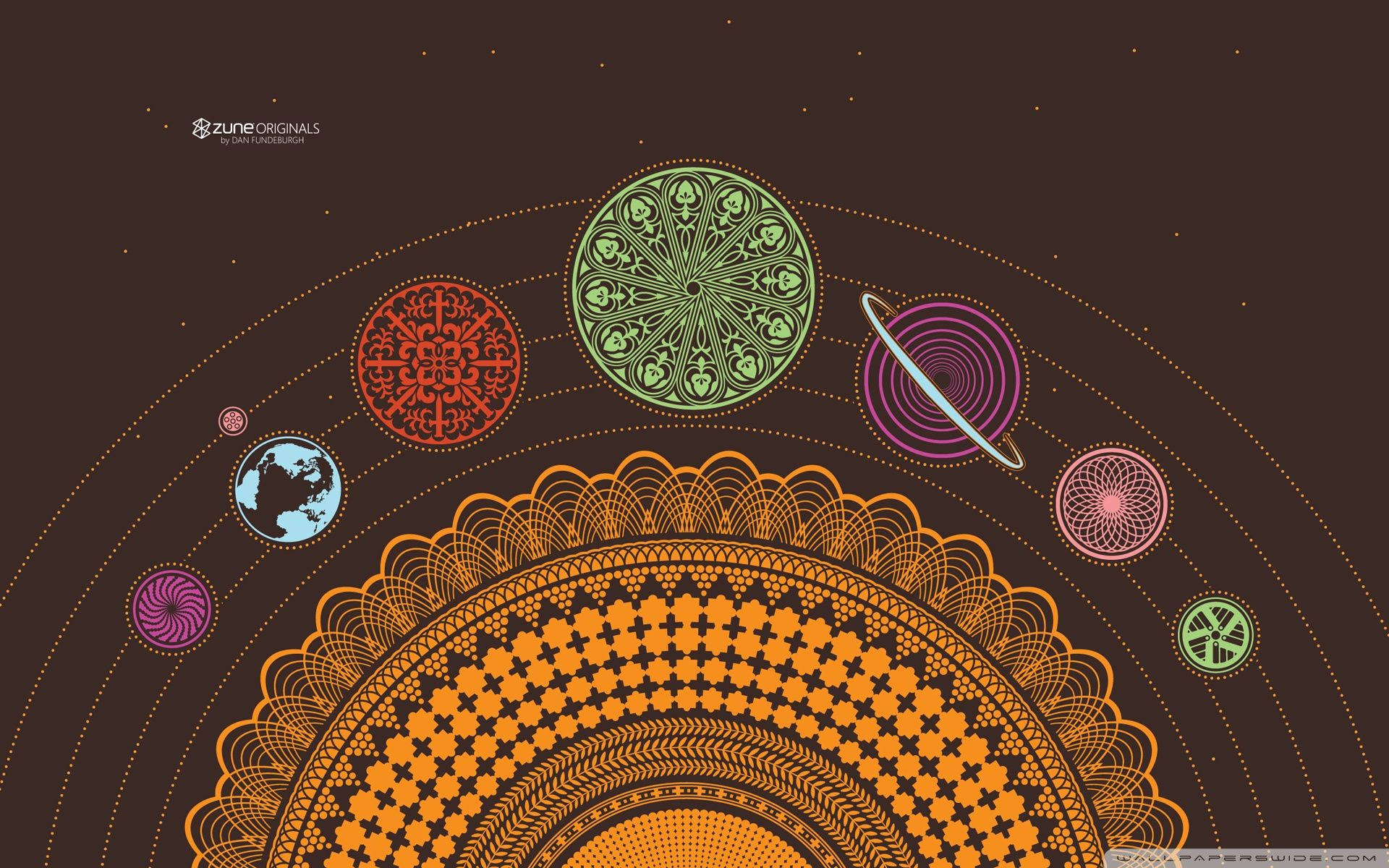 Mandala Art Solar System Wallpaper