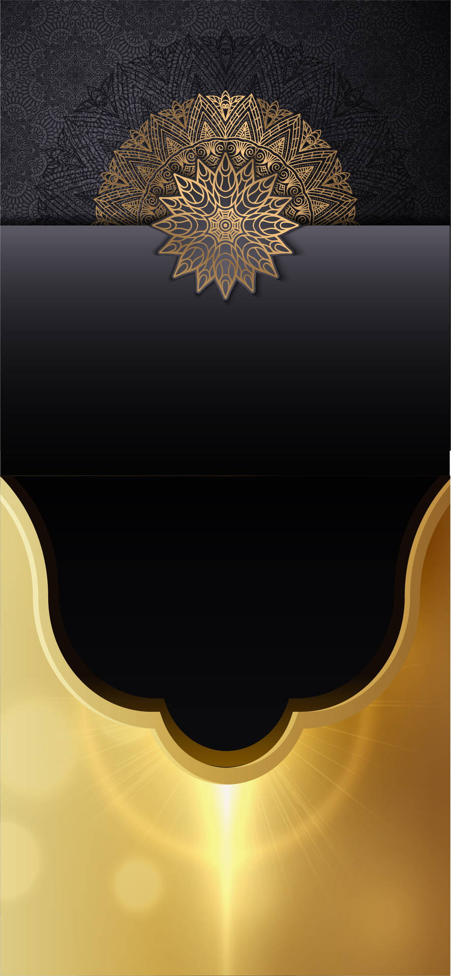 Elegant Black and Gold Mandala Design on iPhone Wallpaper