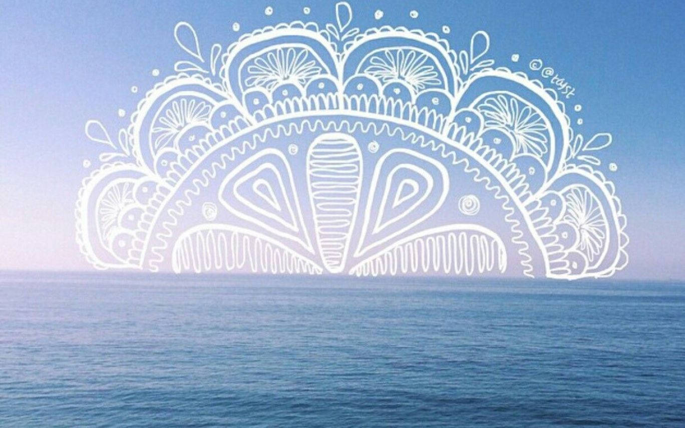 Mandala Doodle On Ocean Wallpaper