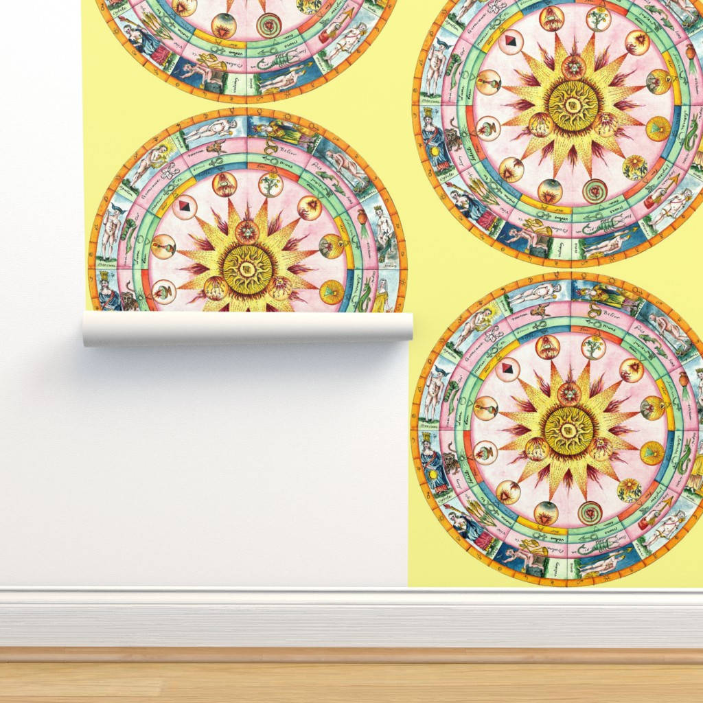 Mandala Sol Astrologi Hjul Vind Zodiac Skrivebord Wallpaper