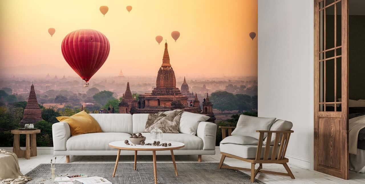 Mandalay Hill Wall Art In A Living Room Wallpaper