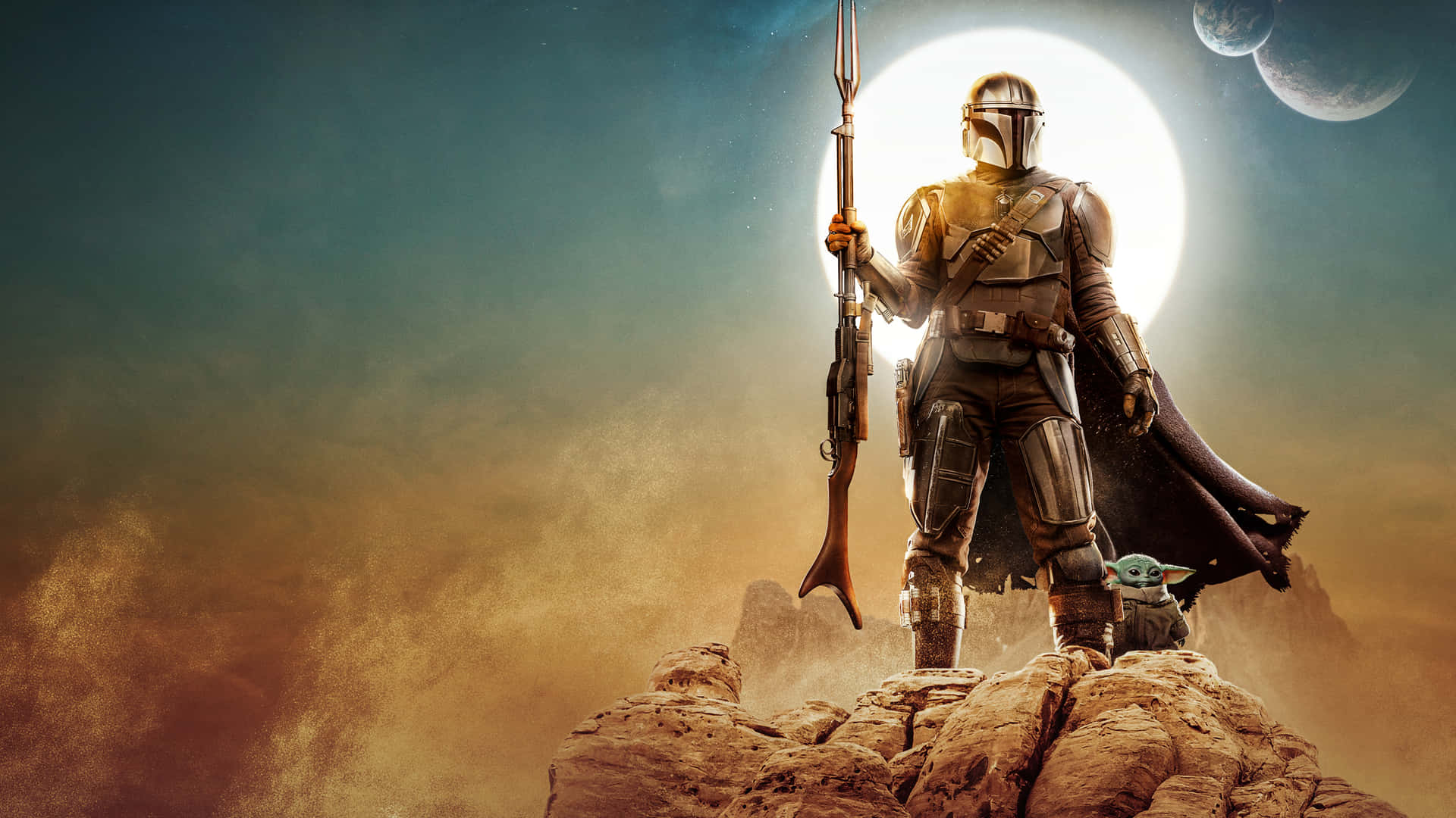 The Mandalorian Standing Tall: A Lone Defender Against The Dark Skies