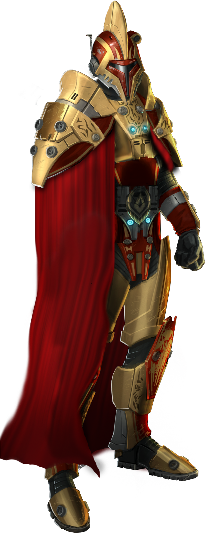 Mandalorian Armored Character Red Cape PNG