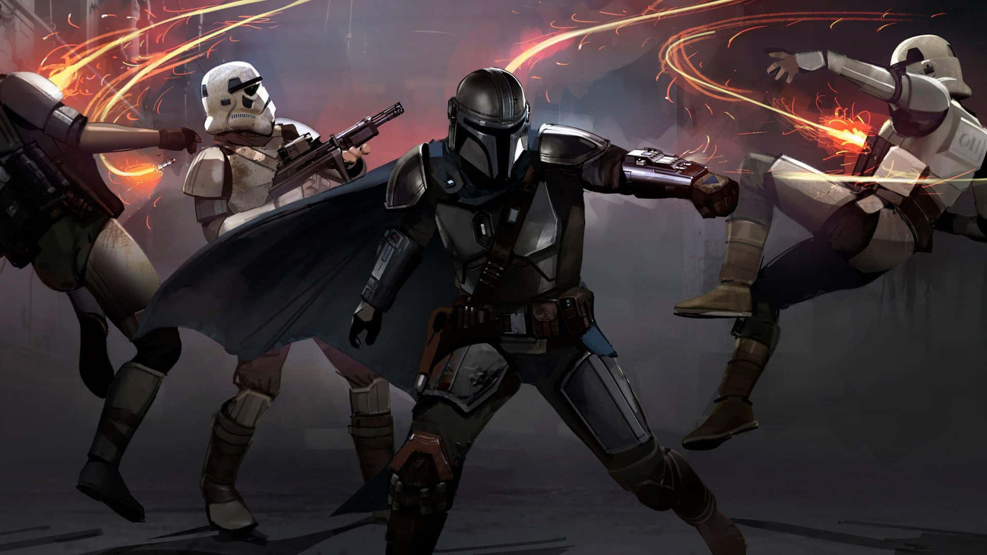 Mandalorian_ Battle_ Scene Wallpaper