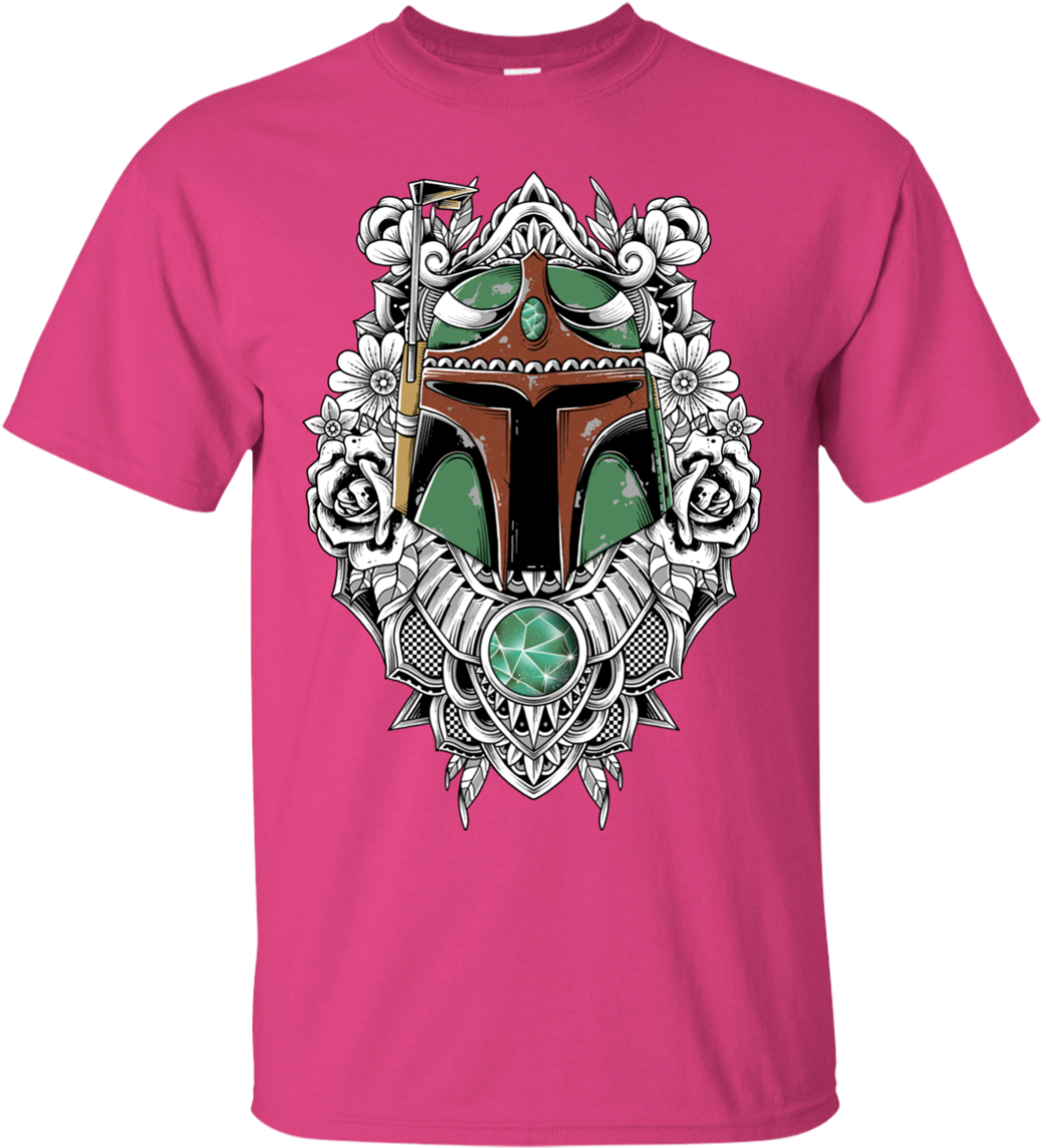 Mandalorian Helmet Floral Design T Shirt PNG