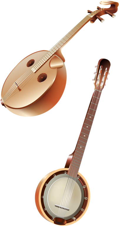 Mandolinand Banjo Musical Instruments PNG
