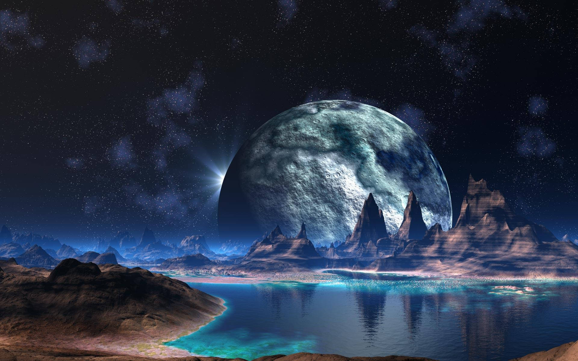 Månen Från Planet Visa Cool Pc Wallpaper