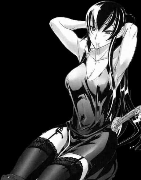 Manga_ Femme_ Fatale_ Black_and_ White PNG