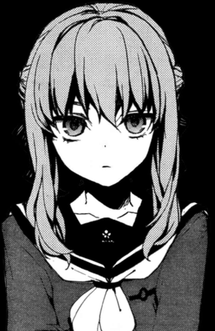 Manga Girl Serious Expression PNG