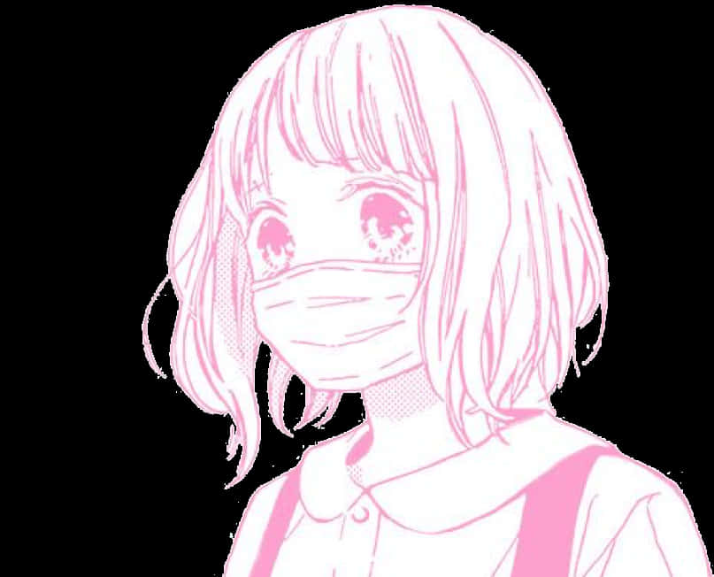 Manga Girl Wearing Mask PNG
