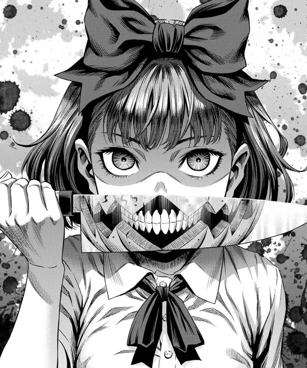 Manga Girl With Knifeand Grin Wallpaper