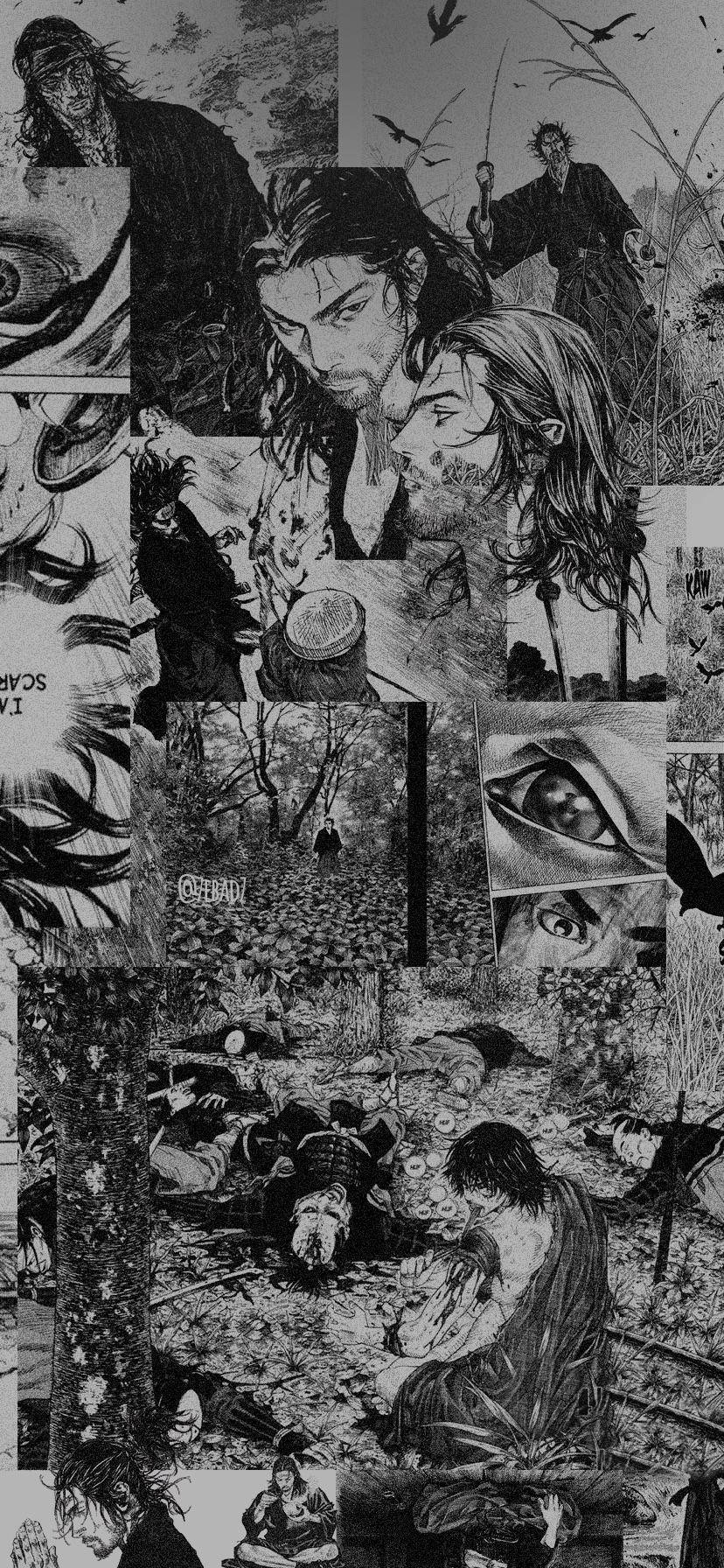 Manga Iphone Black White Collage Background