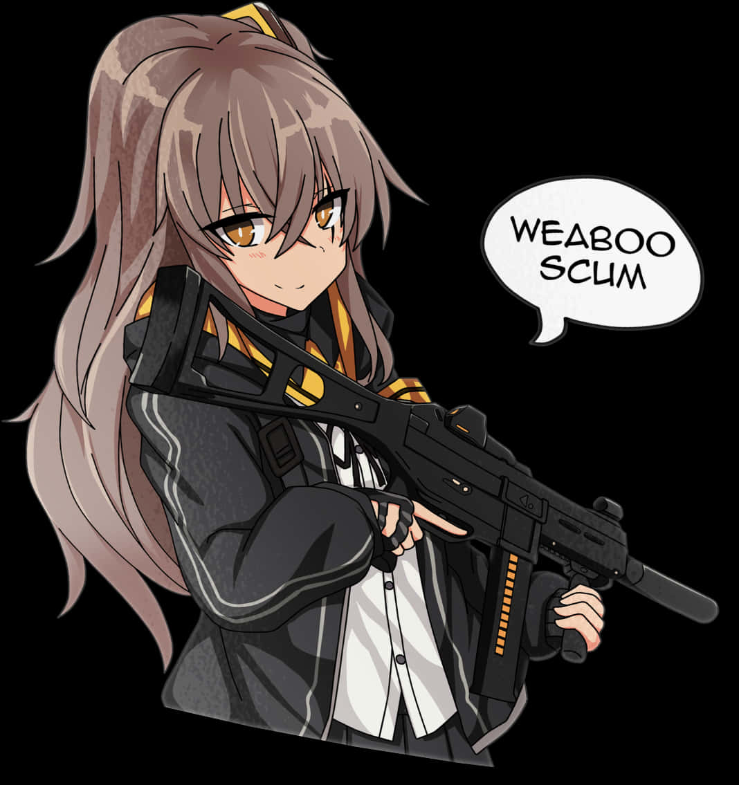 Manga Style Girl With Gun Weaboo Comment PNG