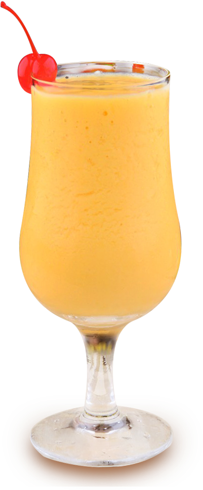 Mango Milkshakewith Cherry Garnish PNG