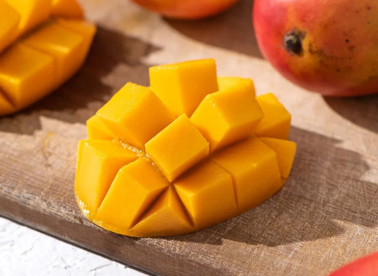 A Freshly-Cut Mango Enjoys the Sunshine