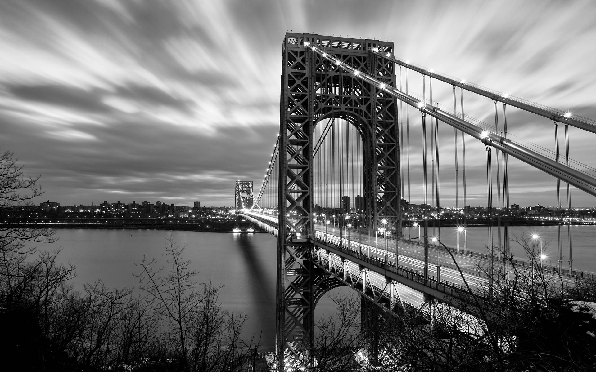 Download Manhattan Bridge New York Black And White Wallpaper |  