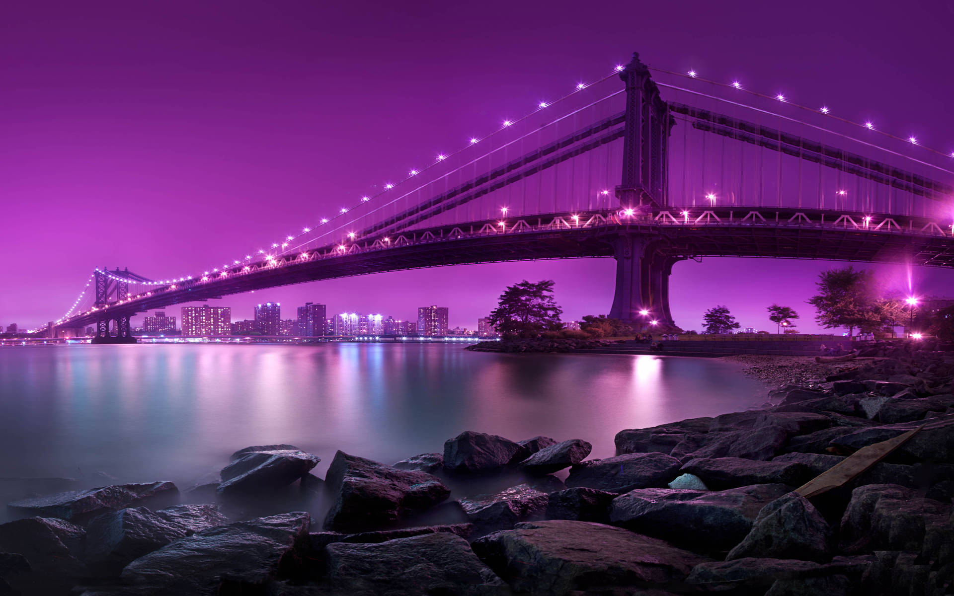 Manhattan Bridge New York Night Iphone Wallpaper
