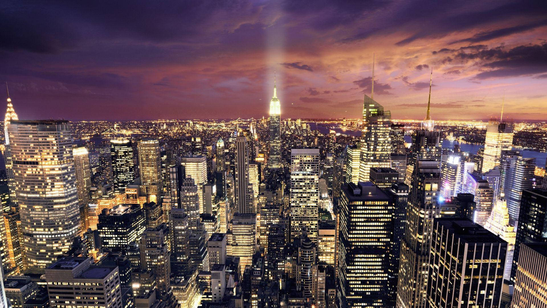 Manhattan Skyline For American City Wallpaper