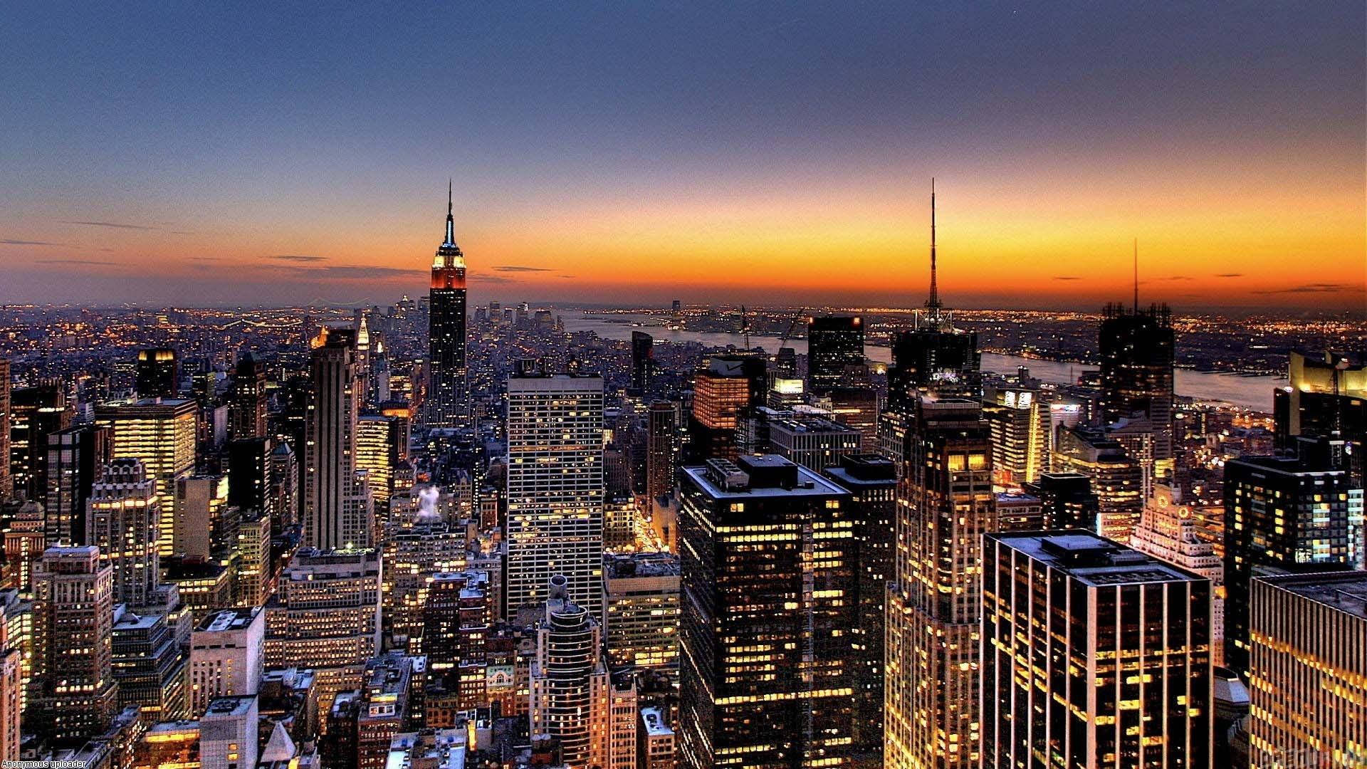 Manhattan Skyline Sunset Wallpaper