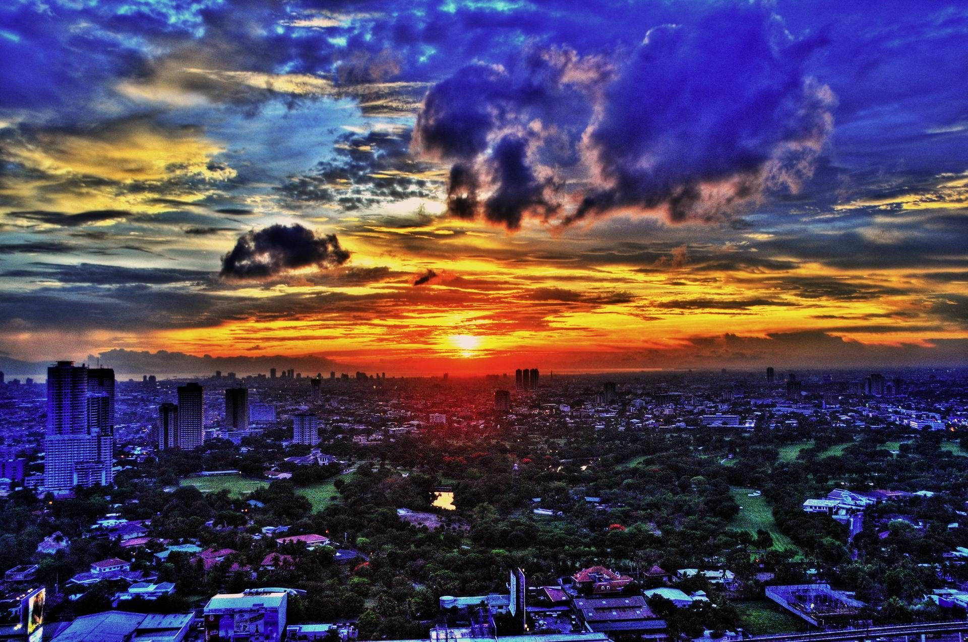Tramonto Della Città Di Manila Sfondo