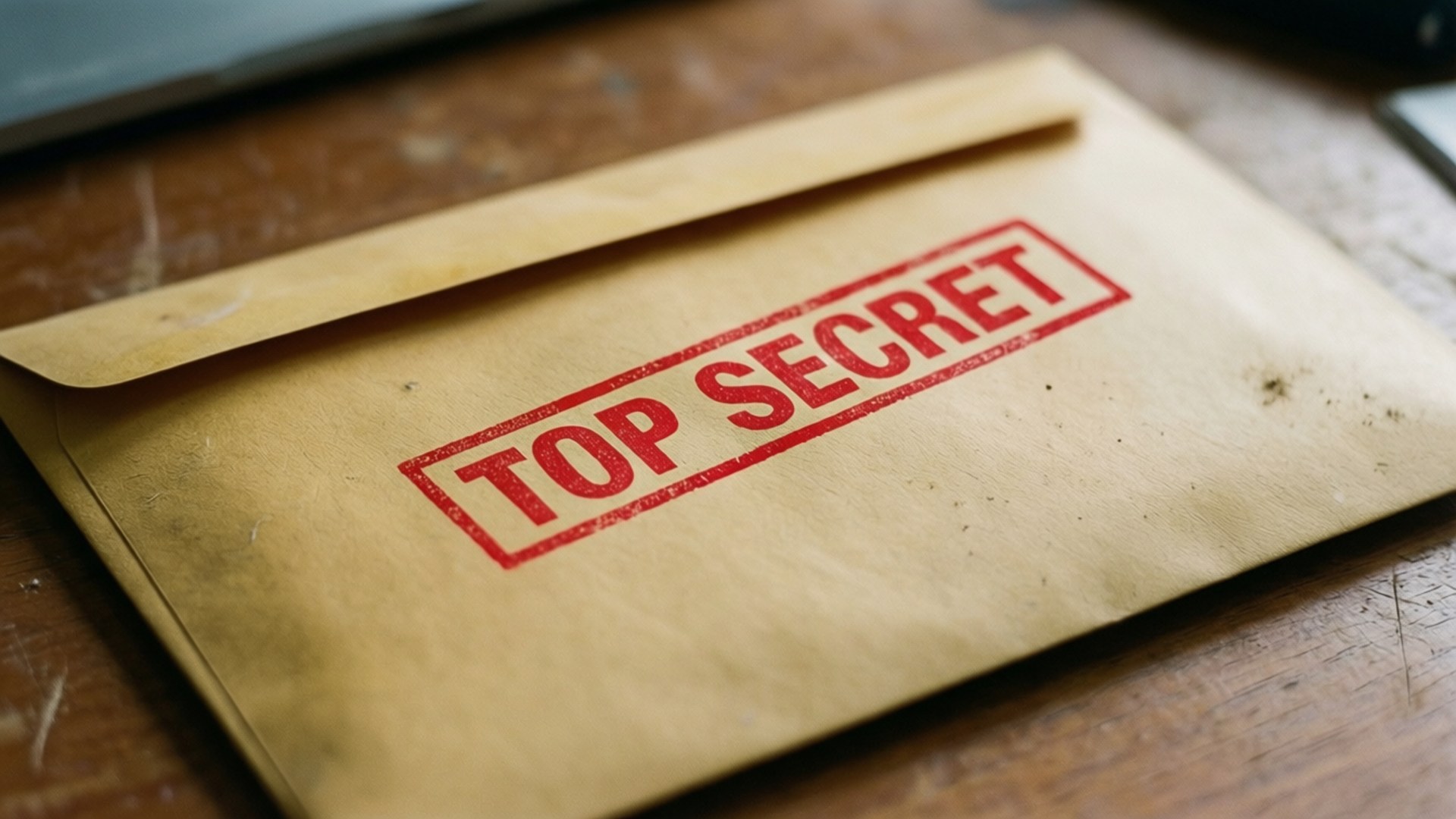 A confidential manila envelope with top secret stamp.