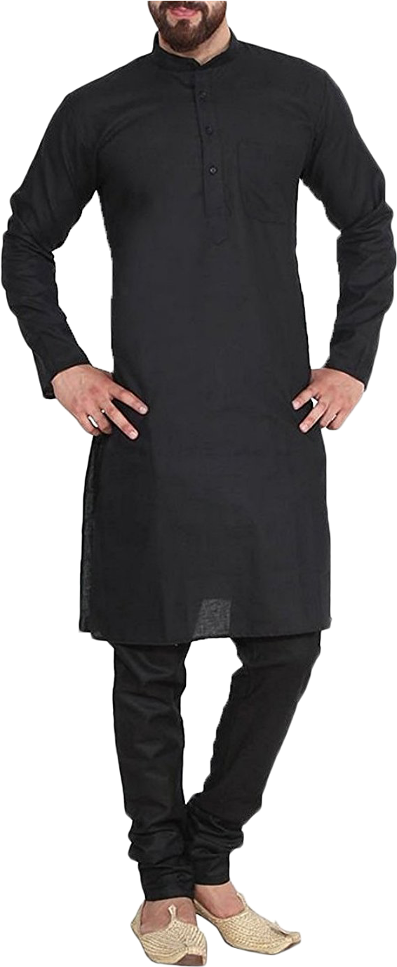 Manin Black Kurta Pajama PNG