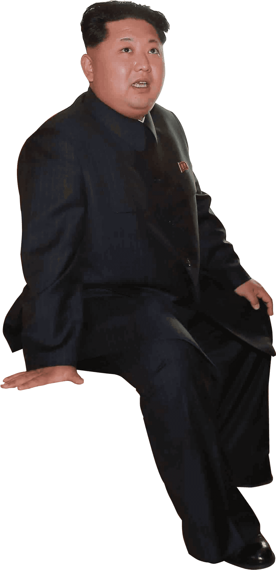 Manin Black Suit Seated Pose PNG