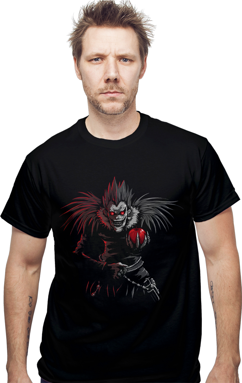 Manin Black Tshirtwith Graphic Design PNG