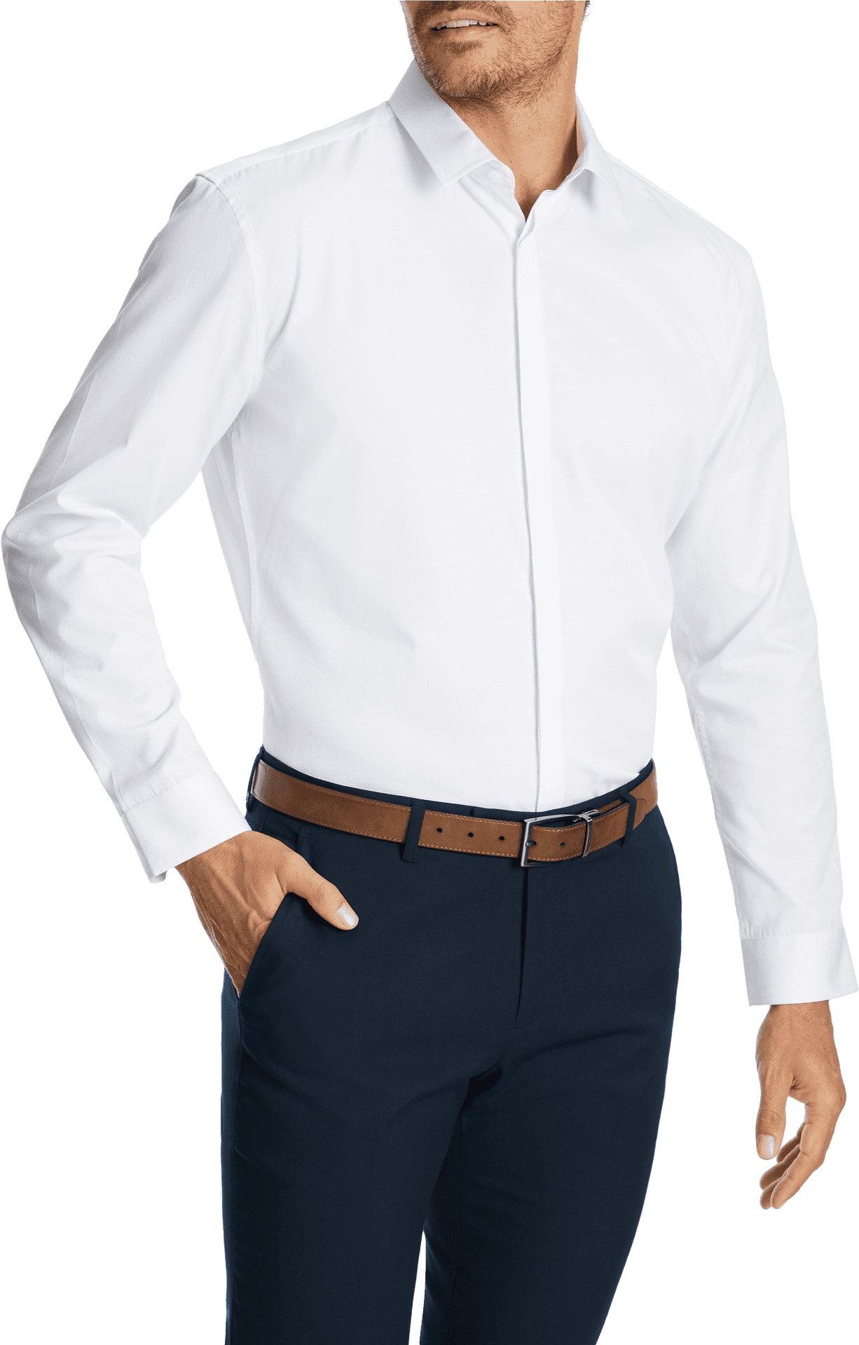 Manin Formal Attire White Shirt Navy Pants PNG