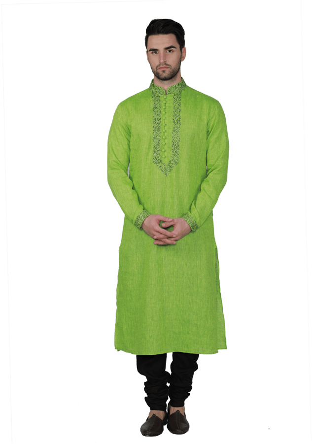 Manin Green Kurta Standing PNG