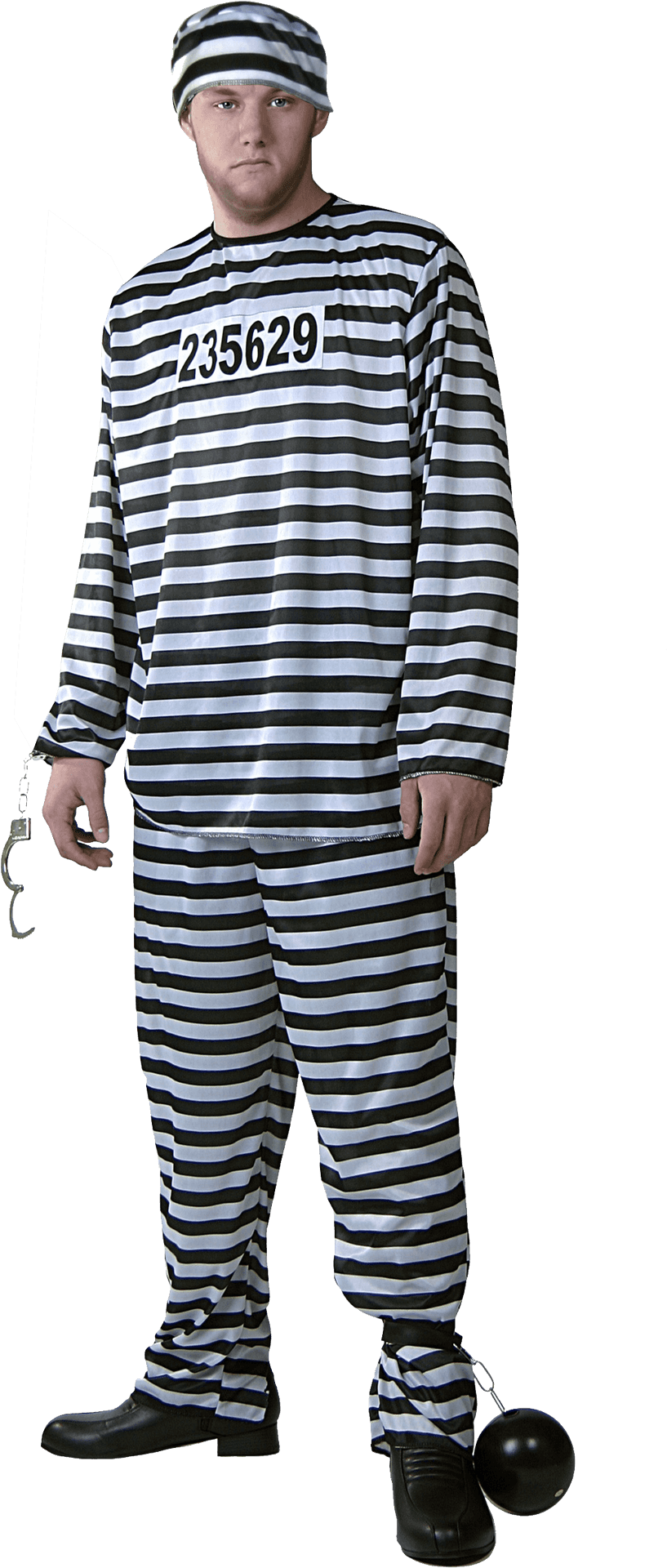 Manin Striped Prison Uniformwith Balland Chain PNG