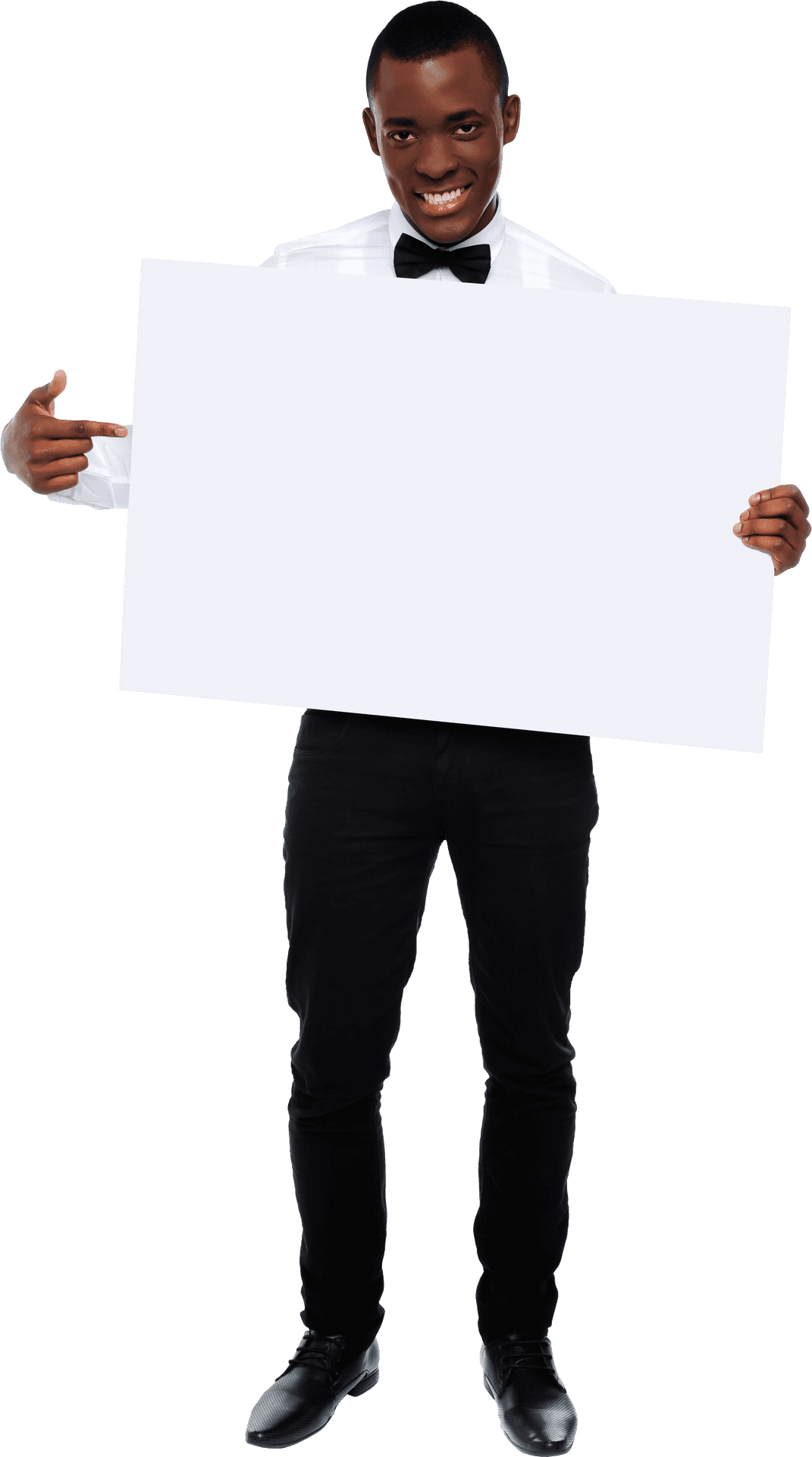 Manin Suit Holding Blank Sign PNG