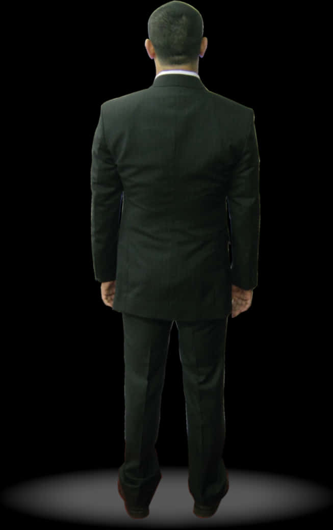 Manin Suit Standing Back View PNG