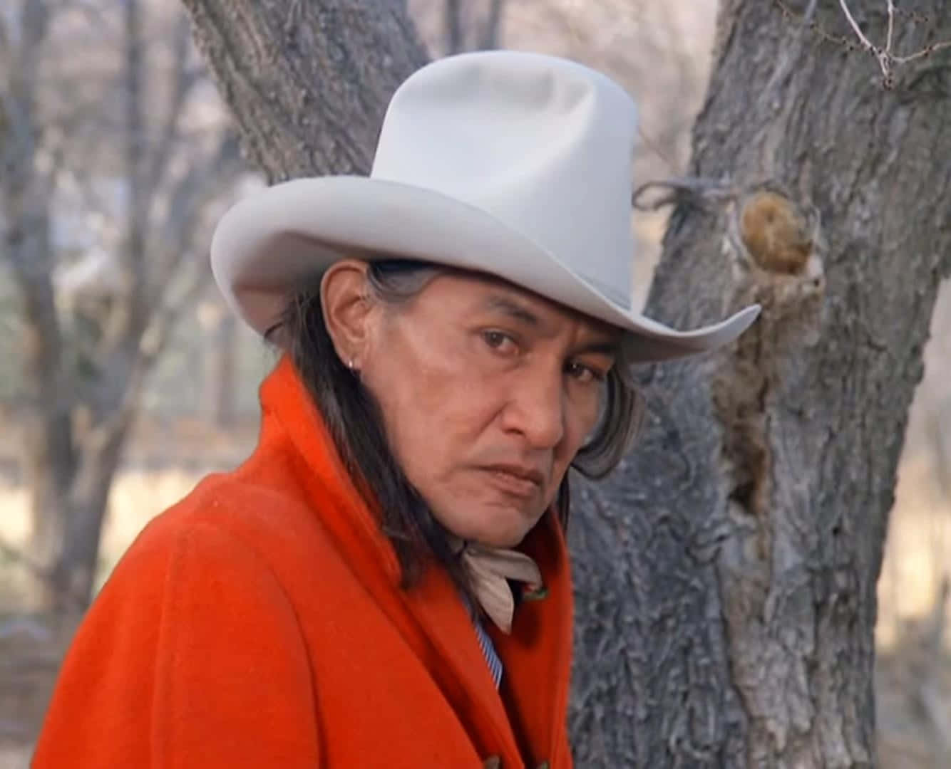 Manin White Hatand Red Coat Wallpaper